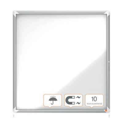 Nobo Premium Plus Outdoor Magnetic Lockable Notice Board 924x970mm Fits 12 x A4