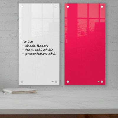 Nobo Small Glass Whiteboard Panel Red 300x600mm