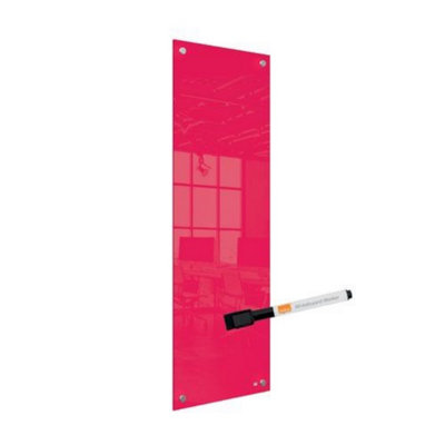 Nobo Small Glass Whiteboard Panel Red 300x900mm