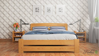 Nodax SUPER KING Size Bed Frame, 6ft, 180x200cm, F1, Solid Pine Wood, Easy Assembly, Sturdy Slats & 4x Support Legs, ALDER finish