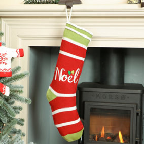 Noel Candy Striped Knit Xmas Gift Decoration Christmas Stocking