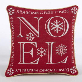 Noel Red 18" Tapestry Christmas Cushion