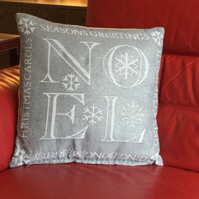 Noel Silver 18" Christmas Cushion