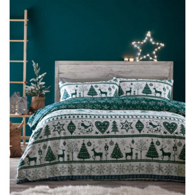 Noel Teal Super King Duvet Cover and Pillowcases