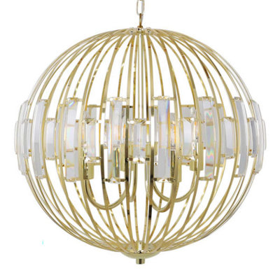 Noemi Polished Brass & Crystal Ceiling Pendant