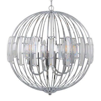 Noemi Polished Chrome & Crystal Ceiling Pendant