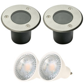NOLA - CGC Two Round Small With Bulbs Stainless Steel Inground Or Decking Lights