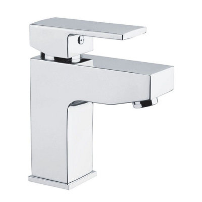 Nolan Polished Chrome Square Deck-mounted Basin Mono Mixer Tap