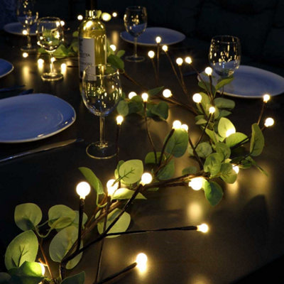 Noma Artificial Berry Eucalyptus Garland String Indoor Outdoor Lights LED White