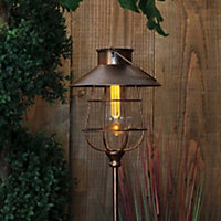 Noma Solar Copper Vintage Style Stake Light Lantern Garden Fisherman Light