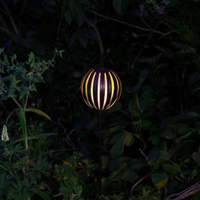 Noma Solar Metal Ribbon Stake Light Lantern Garden Copper Interior Silhouette