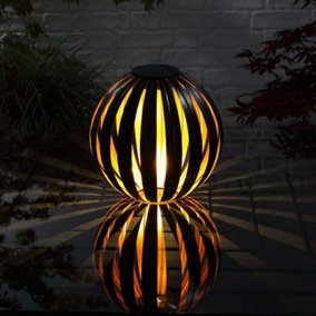 Noma Solar Metal Ribbon Table Path Light Lantern Garden Copper Silhouette