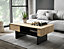 Nomad Coffee Table (H)460mm (W)1100mm (D)600mm with Shelf - Light Oak Ash with Black Accents