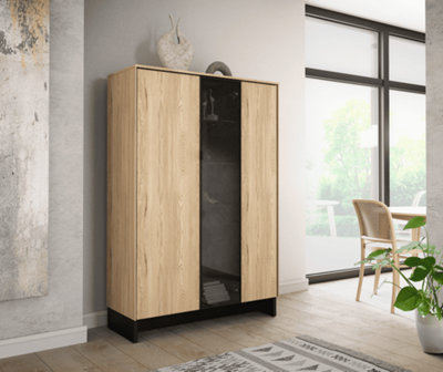 Nomad Highboard Display Cabinet (H)1520mm (W)1020mm (D)400mm with Drawers and Smoked Glass Door