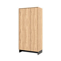 Nomad Hinged Door Double Wardrobe (H)920m( W)1950mm (D)500mm - Light Oak Ash and Black Accents
