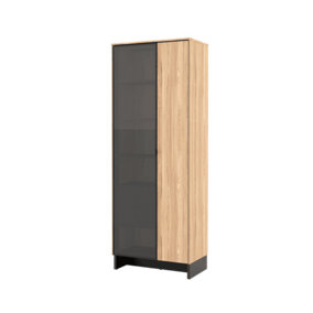 Nomad Tall Display Cabinet (H)1950mm (W)730mm (D)400mm) with Glass Door, Drawers and Shelves