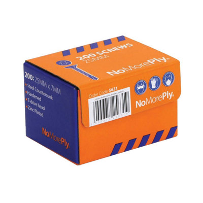 NoMorePly Self Drilling & Self Counter-Sinking 25mm Screws for 6mm Cement Based Board Pack of 200 Screws