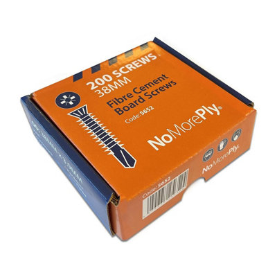 NoMorePly Self Drilling & Self Counter-Sinking 38mm Screws for 12mm Cement Based Board Pack of 200 Screws