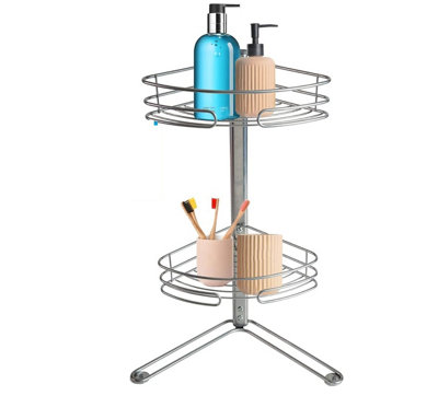 Non-Rust 2-Tier Corner Bath Caddy Organizer - Silver | DIY at B&Q