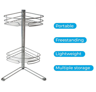 Non-Rust 2-Tier Corner Bath Caddy Organizer - Silver