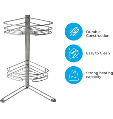 Non-Rust 2-Tier Corner Bath Caddy Organizer - Silver - 4
