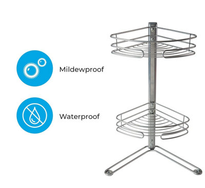 Non-Rust 2-Tier Corner Bath Caddy Organizer - Silver - 5
