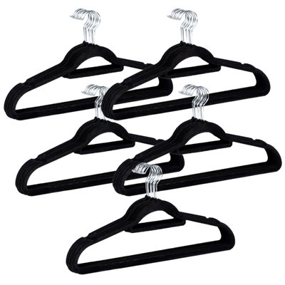 Space Saving Non Slip Hangers, 50 Pack, Black 