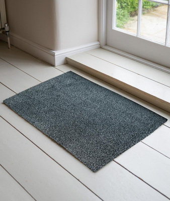 Non Slip Absorbent Dirt Trapper Entrance Door Mats Silver Grey 40x60 cm