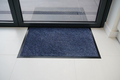 Non Slip Absorbent Dirt Trapper Rubber Edged Door Mats Blue 50x80 cm