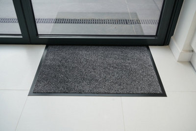 Non Slip Absorbent Dirt Trapper Rubber Edged Door Mats Silver Grey 40x60 cm