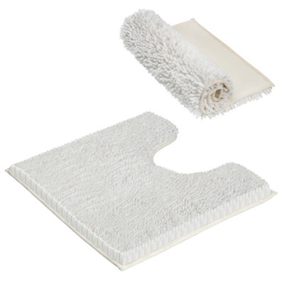 Non Slip Bath Mat Water Absorbent Shower Mats Machine Washable Bathroom Rug, White