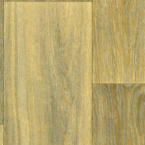 Non Slip Brown Wood Effect Vinyl Flooring For LivingRoom, Hallways, 2mm Textile Backing Vinyl Sheet-1m(3'3") X 2m(6'6")-2m²
