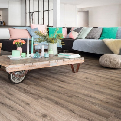 Non Slip Brown Wood Effect Vinyl Flooring For LivingRoom, Kitchen, 2.8mm Cushion Backed Vinyl Sheet-6m(19'8") X 2m(6'6")-12m² Price Comparisons | Compare The Build