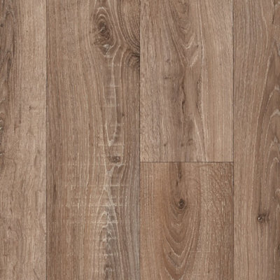 Non Slip Brown Wood Effect Vinyl Flooring For LivingRoom, Kitchen, 2.8mm Cushion Backed Vinyl Sheet-9m(29'5") X 2m(6'6")-18m²