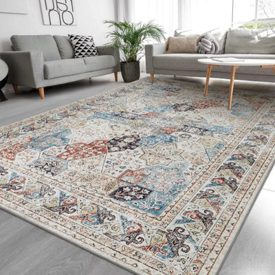Non Slip Coastal Traditional Rug Luxury Bedroom Living Room Extra Large ...