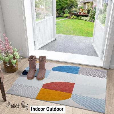 Non Slip Geometric Rug Entrance Door Printed Mat Kitchen Floor Rugs