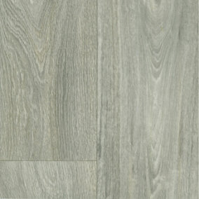 Non Slip Grey Wood Effect Vinyl Flooring For LivingRoom, Kitchen, 2.7mm Cushion Backed Vinyl Sheet-2m(6'6") X 4m(13'1")-8m²