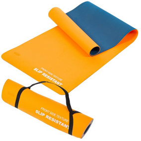 Non Slip Reversible Yoga Mat 6mm - Navy/Orange