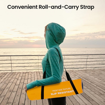 Non Slip Reversible Yoga Mat 6mm - Navy/Orange