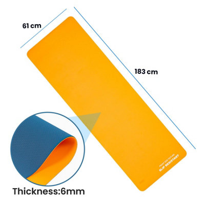 Non Slip Reversible Yoga Mat 6mm - Navy/Orange - 3