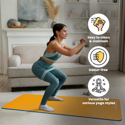 Non Slip Reversible Yoga Mat 6mm - Navy/Orange - 4