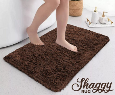 Non Slip Shaggy Mats Soft Fluffy Bath Tub Mat Brown Small Door Mats