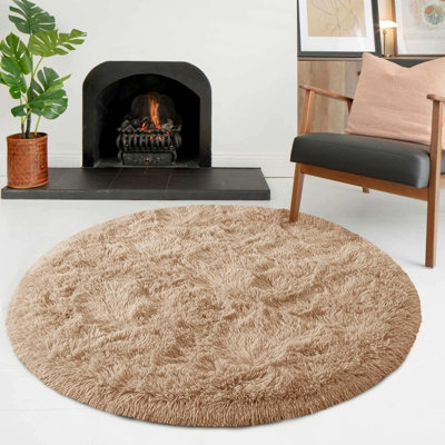 Non Slip Shaggy Round Rugs Large Fluffy Area Rug Living Room Bedroom Carpets