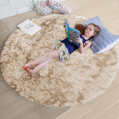Non Slip Shaggy Round Rugs Soft Fluffy Area Rug Living Room Bedroom Carpets