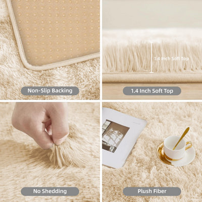 Non Slip Shaggy Round Rugs Soft Fluffy Area Rug Living Room Bedroom Carpets