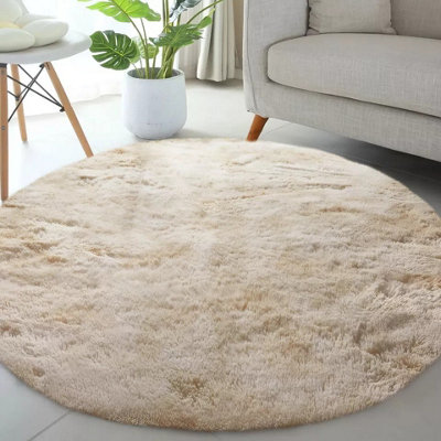 Non Slip Shaggy Round Rugs Soft Fluffy Area Rug Living Room Bedroom Carpets