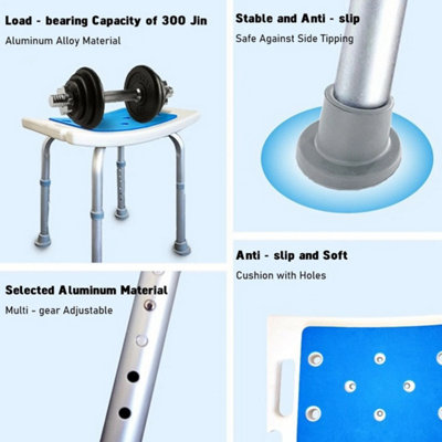 Non-slip Shower Bath Seat Chair Stool Bench Aluminum