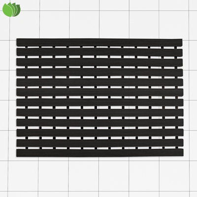 Non Slip Slatted Shower Mat in Black