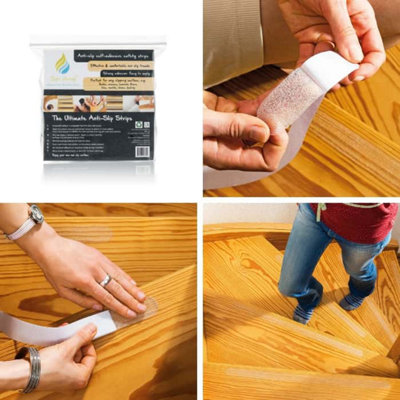 Non Slip Strips for Stairs - Clear 64cm x 3 cm (16x pack)