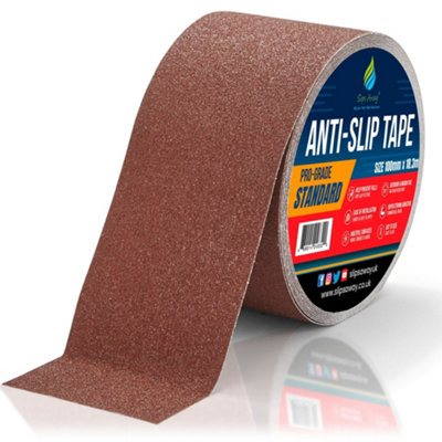 Non Slip Tape Roll Pro Standard Grade -Indoor/Outdoor Use by Slips Away - Brown 100mm x 18m